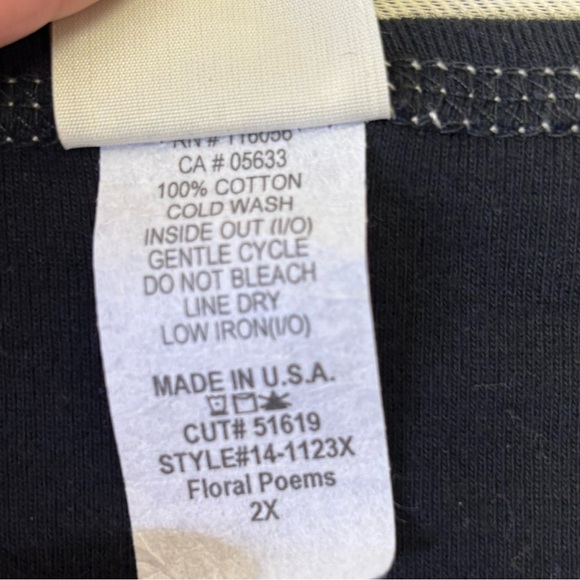 Jess And Jane Vintage Floral Poems Print  with Rhinestones 3/4 Sleeves Size 2X - Picture 6 of 7